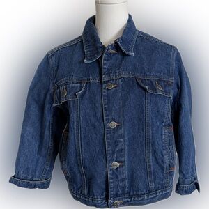 Contrast Jeans Boxy Cropped Denim Jacket Women’s Large Blue Button Front